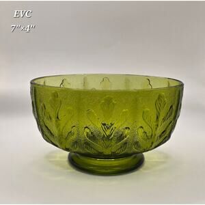 Vintage 1970's
 FTD Oblong Footed Green Glass Vase